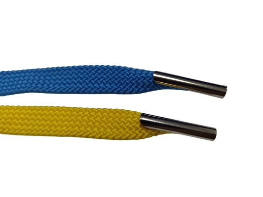Braided Polyester Cord Colorful 15mm Flat Tubular for Handbag with Metal Aglets