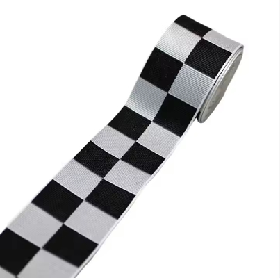 Polyester Jacquard Ribbon Bag Strap Factory Customizable 3.8cm Two-Color Black White Plaid Herringbone for Garment Accessories