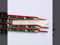 Printed Polyester Shoelace Custom Design Color Flat Cord With Plastic Tips